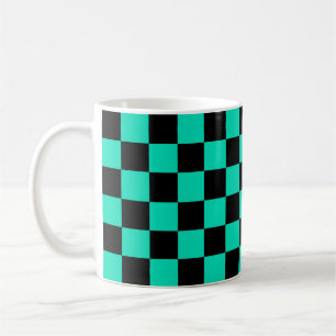 Taza De Café Patrón de comprobación de negro verde
