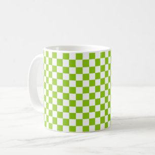 Taza De Café Patrón de comprobación en miniatura en verde y bla