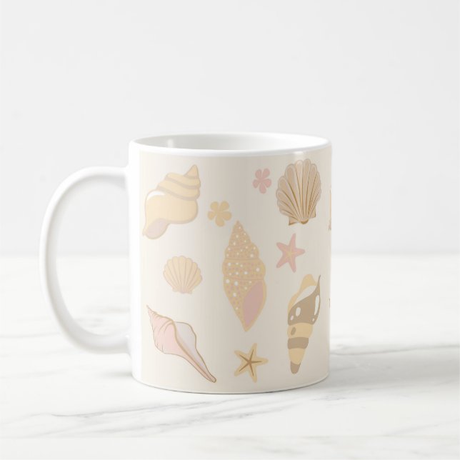 Taza De Café Patrón de Conchas Beige (Izquierda)