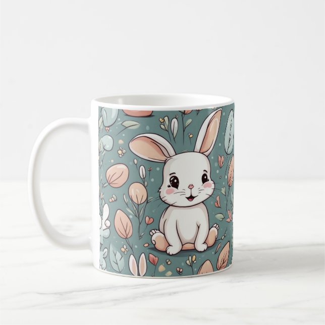 Taza De Café Patrón de conejito blanco (Izquierda)