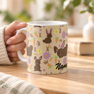 Taza De Café Patrón de conejo lindo marrón