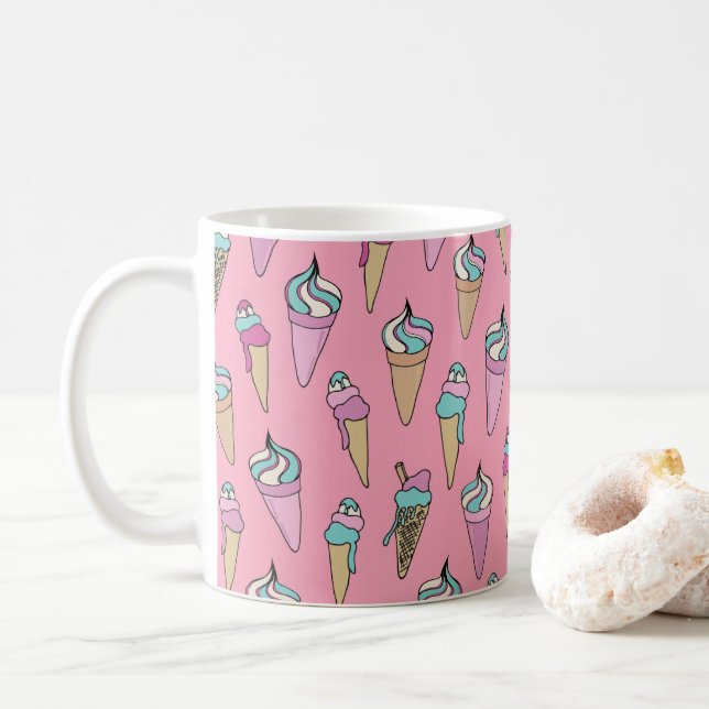 Taza De Café patrón de cono de helado (Con donut)
