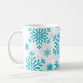 Taza De Café Patrón de Copo de Nieve Azul