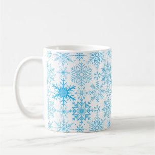 Taza De Café Patrón de copo de nieve azul