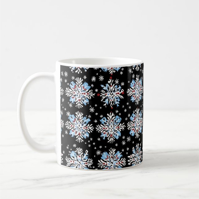 Taza De Café Patrón de copo de nieve azul (Izquierda)
