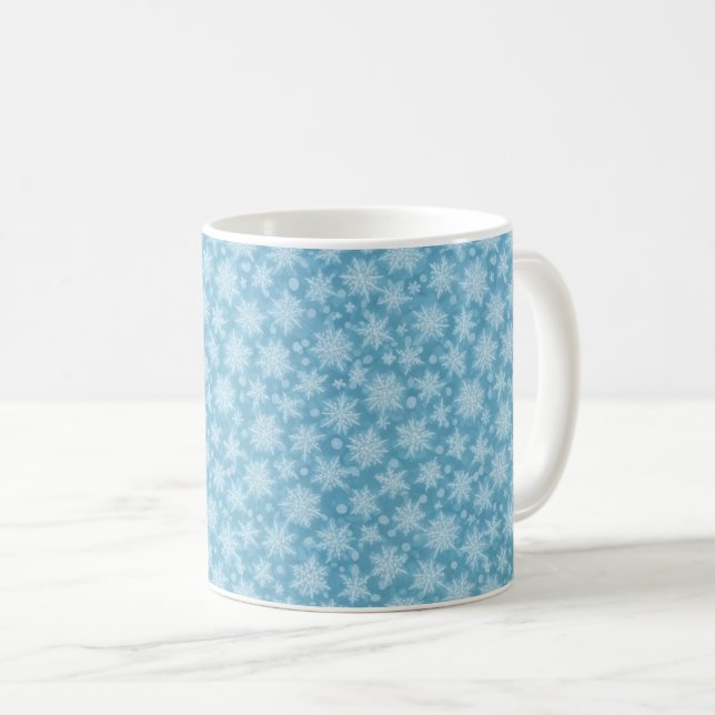 Taza De Café Patrón de copo de nieve azul (Anverso derecho)