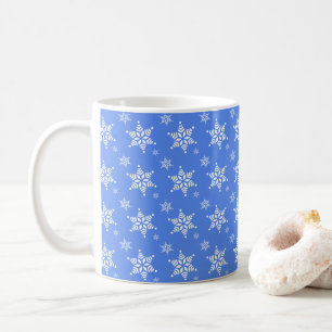 Taza De Café Patrón de copo de nieve, copos de nieve blancos, n