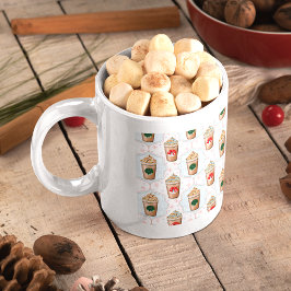 Taza De Café Patrón de copo de nieve de Ogee Latte de Navidad