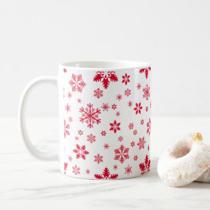 Taza De Café Patrón de copos de nieve, copos de nieve rojos, ni