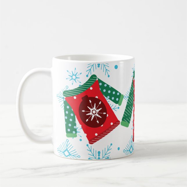 Taza De Café Patrón de copos de nieve de suéter feo (Izquierda)