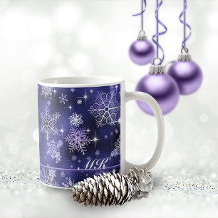 Taza De Café Patrón de copos de nieve más bonitos Violeta ID846