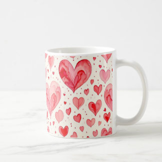 Taza De Café Patrón de corazón acuarela