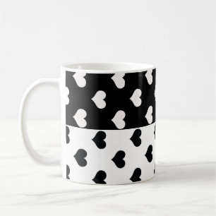 Taza De Café Patrón de corazón de amor blanco negro