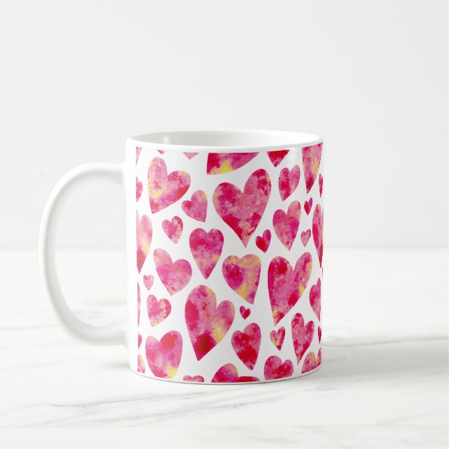 Taza De Café Patrón de corazón de amor rosa (Izquierda)