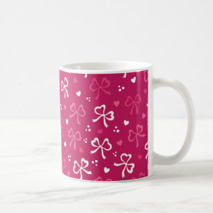Taza De Café Patrón de corazón de cintas rojas rosadas el día d