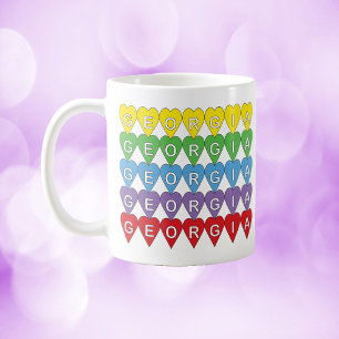 Taza De Café Patrón de Corazón de Georgia Arcoíris