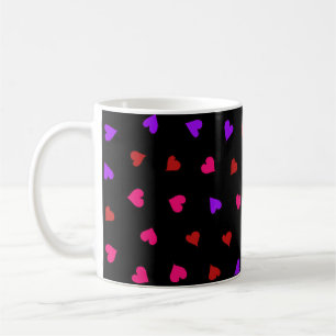 Taza De Café Patrón de corazón rojo, rosa y morado