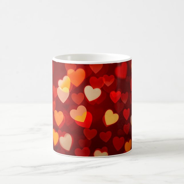Taza De Café Patrón de corazón romántico de San Valentín (Centro)