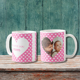 Taza De Café Patrón de corazón rosado que te queremos foto de m