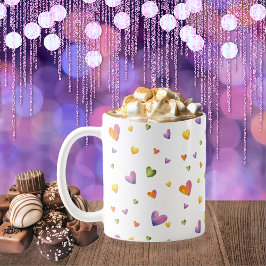Taza De Café Patrón de Corazones Arcoiris de color dulce
