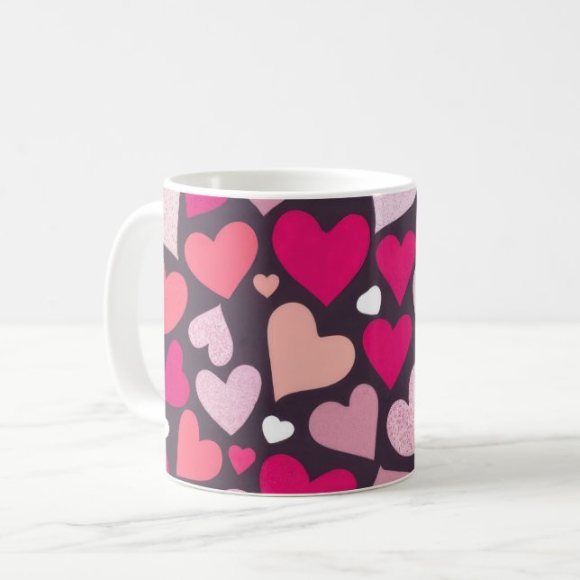 Taza De Café Patrón de Corazones de Amor (Anverso izquierdo)