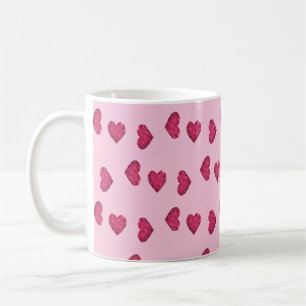 Taza De Café Patrón de corazones de cristal rosado