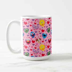 Taza De Café Patrón de corazones de San Valentín de Plaza Sésam