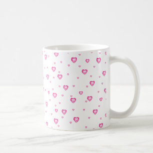 Taza De Café Patrón de corazones de San Valentín rosa de chicha