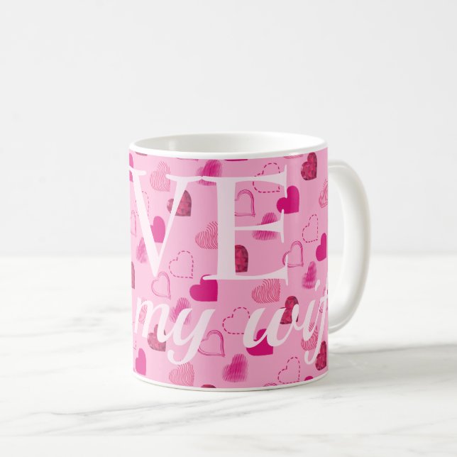 Taza De Café Patrón de corazones modernos (Anverso derecho)