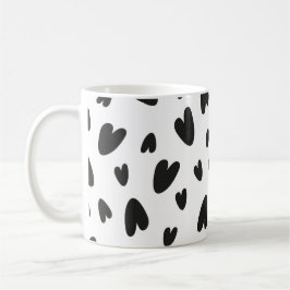 Taza De Café patrón de corazones negros