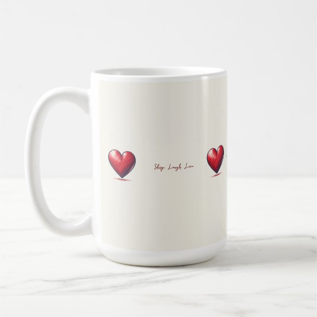 Taza De Café Patrón de corazones rojos en boceto de crema (Izquierda)