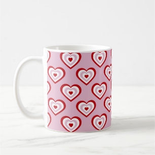 Taza De Café Patrón de corazones rojos rosados