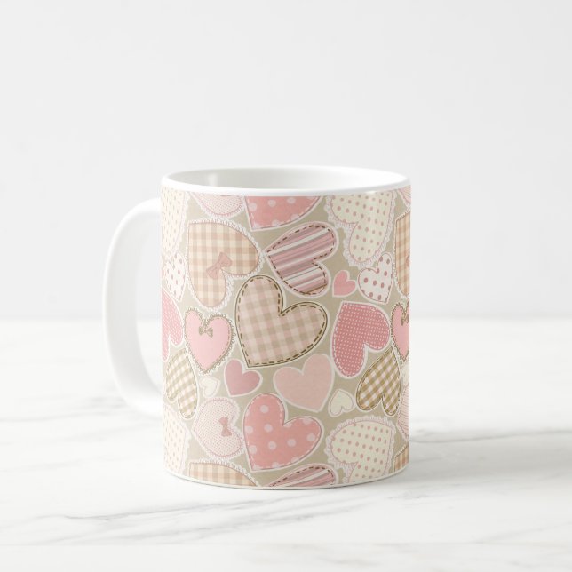 Taza De Café Patrón de corazones románticos (Anverso izquierdo)