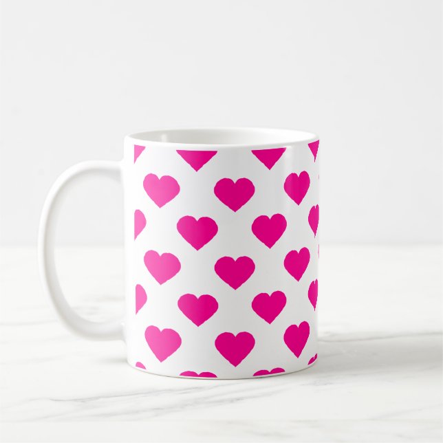 Taza De Café Patrón de corazones rosados (Izquierda)