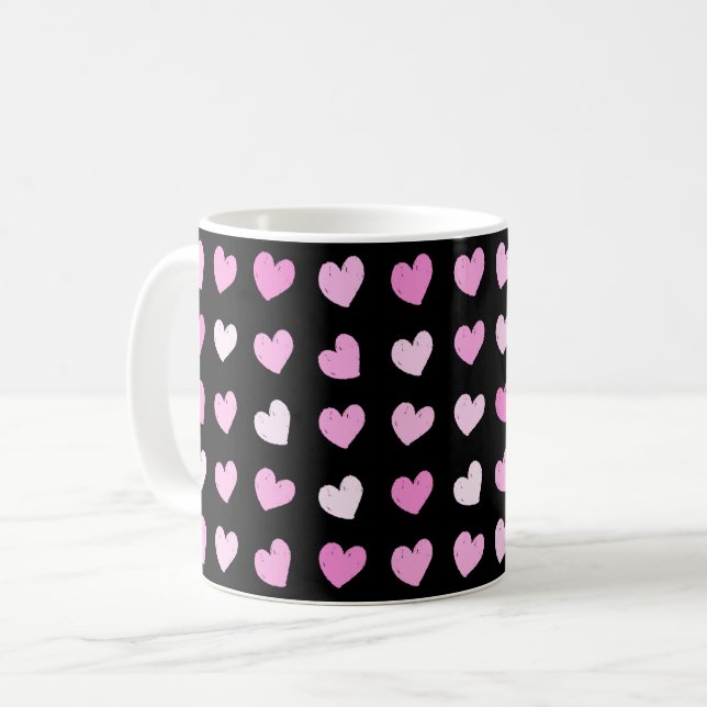 Taza De Café Patrón de corazones rosados (Anverso izquierdo)