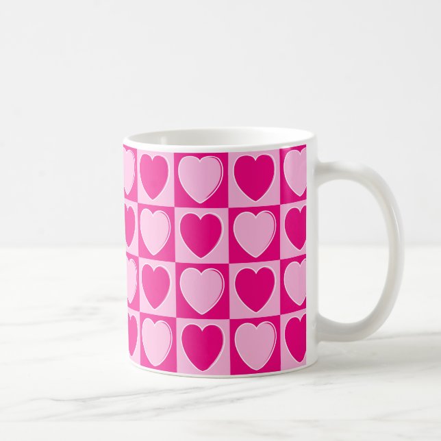 Taza De Café Patrón de corazones rosados (Derecha)