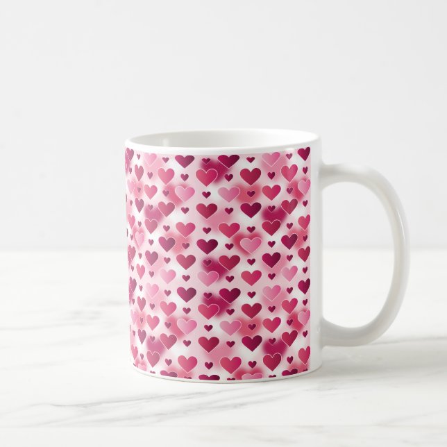 Taza De Café Patrón de corazones rosados (Derecha)