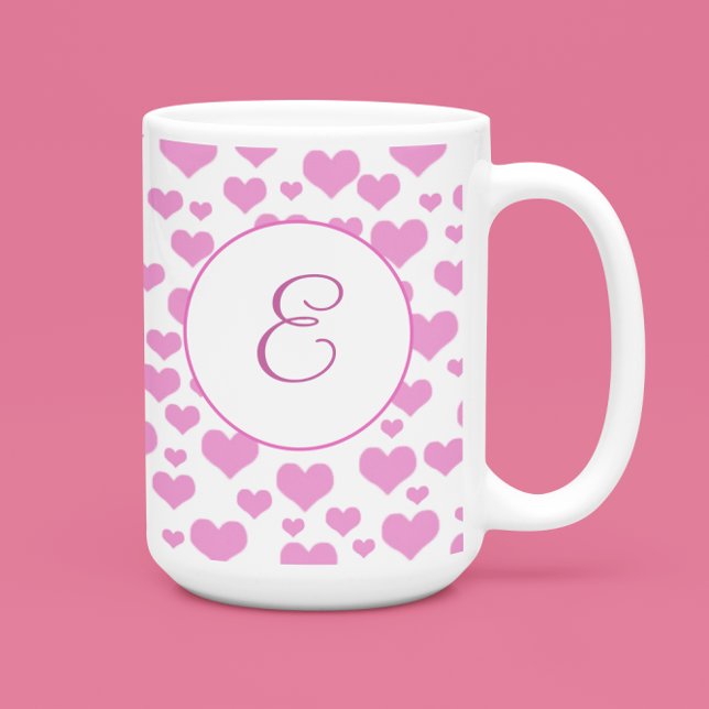 Taza De Café Patrón de corazones rosados Elegante Personalizado (Subido por el creador)