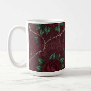 Taza De Café Patrón de corona de espinas de rosa roja