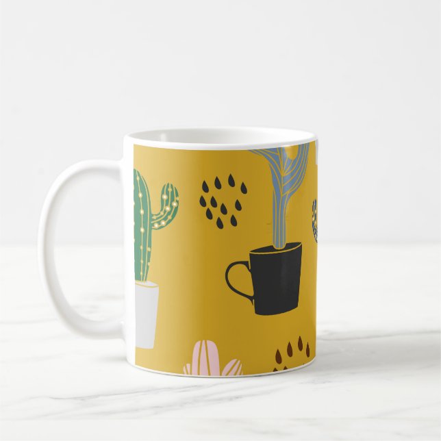 Taza De Café Patrón de cosecha de cactus de mano (Izquierda)