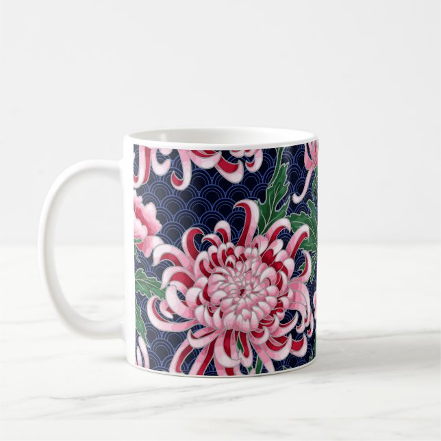 Taza De Café Patrón de cosecha de crisantemo japonés (Izquierda)