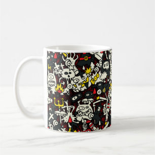 Taza De Café Patrón de cosecha de Halloween Mini Doodle