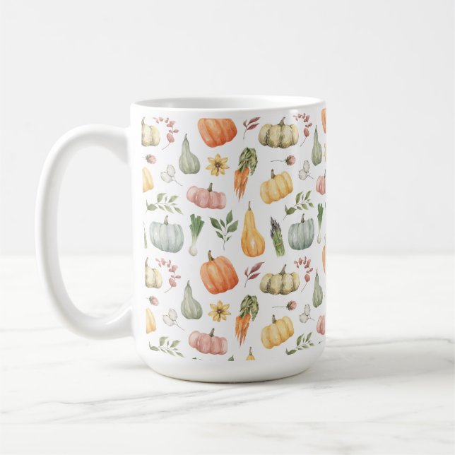 Taza De Café Patrón de cosecha de otoño de acuarela (Izquierda)