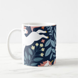 Taza De Café Patrón de cosecha de unicornios florales