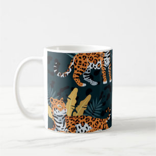 Taza De Café Patrón de cosecha sin soldadura de palmas jaguares