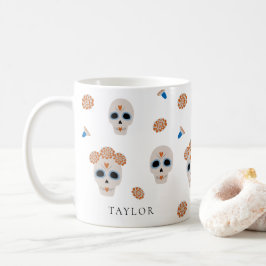 Taza De Café Patrón de cráneo de azúcar | Halloween moderno