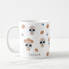 Taza De Café Patrón de cráneo de azúcar | Halloween moderno