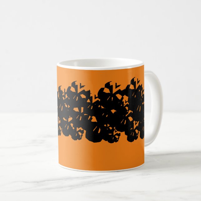 Taza De Café Patrón de cráneo de Halloween naranja negro (Anverso derecho)