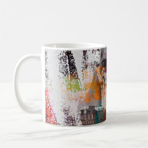 Taza De Café patrón de cráneo. los efectos coloridos son abstra