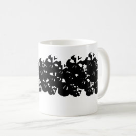Taza De Café Patrón de cráneos de Halloween blanco negro
